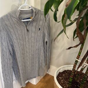 Brand new! Polo Ralph Lauren knitted Quarter zip Gray Sweater